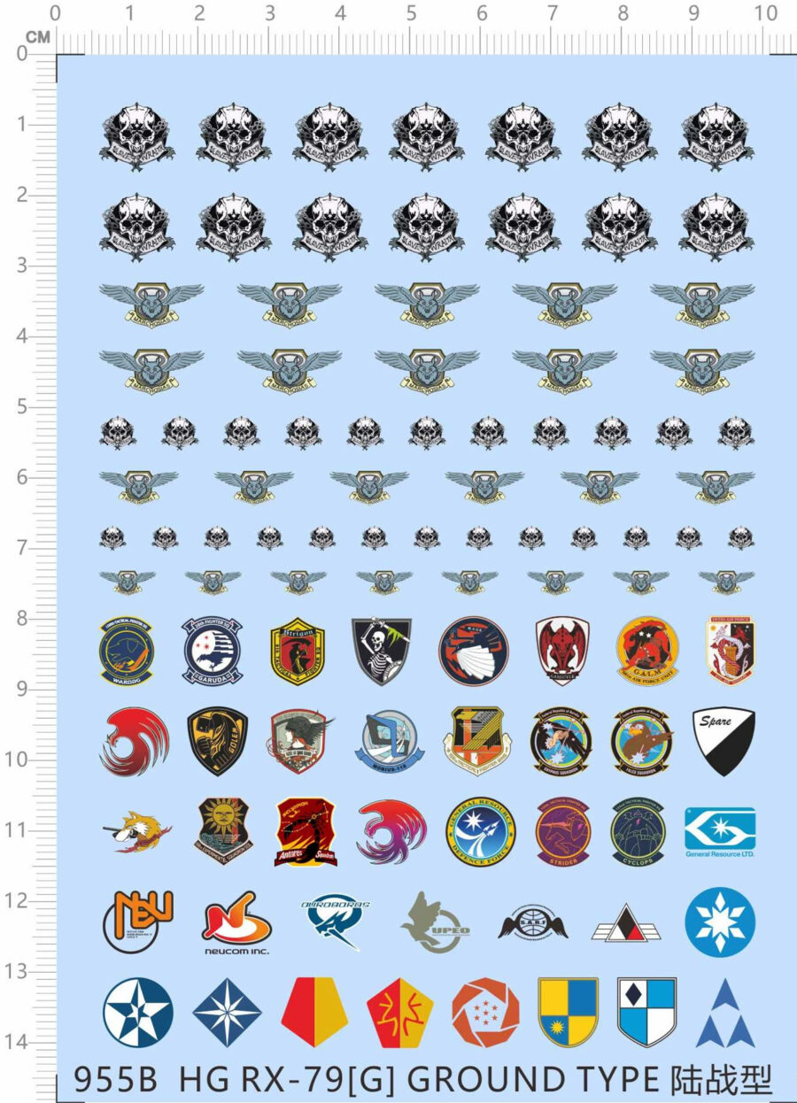 HG RX-79G Ground Type Markings Water Slide Decal for Gundam Model Kit 955B