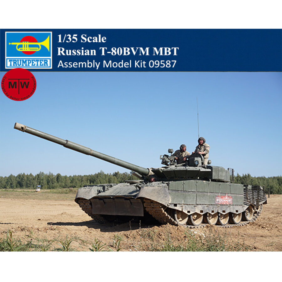 Trumpeter 09587 1/35 Scale Russian T-80BVM MBT Military Plastic Tank Assembly Model Kits
