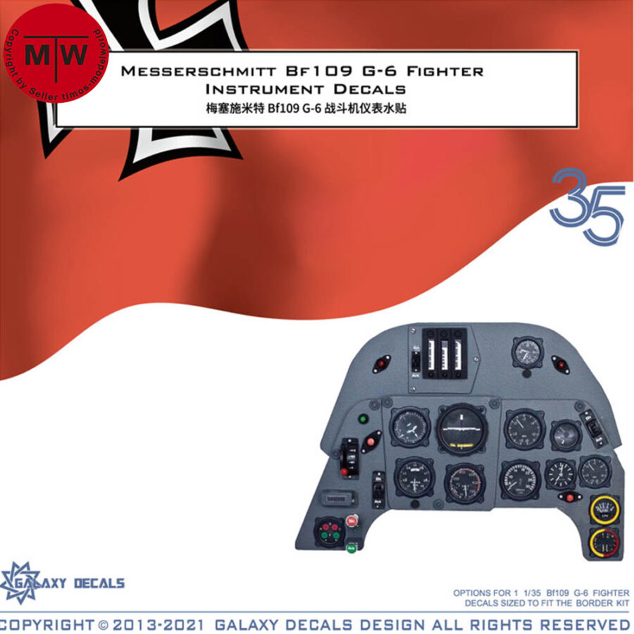 Galaxy G35032 1/35 Scale German Messerschmitt Bf109 G-6 Fighter Instrument Decal for Border BF-001 Model