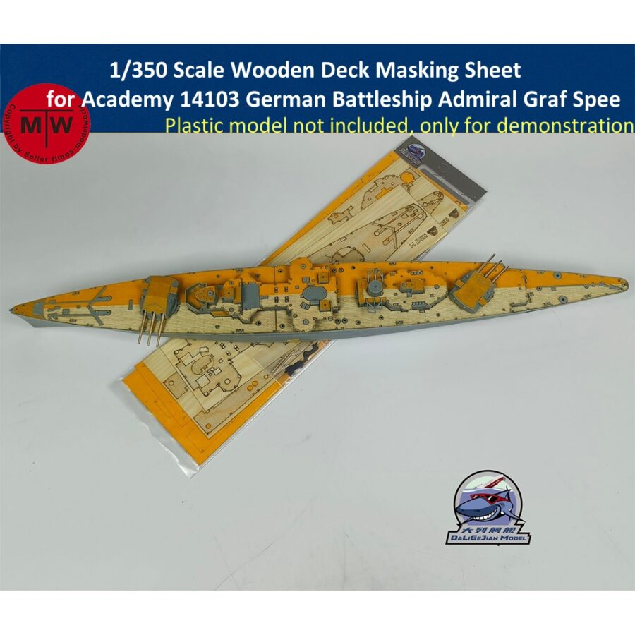 1/350 Scale Wooden Deck Masking Sheet Metal Barrel for Academy 14103 German Battleship Admiral Graf Spee Model Kit CY350127
