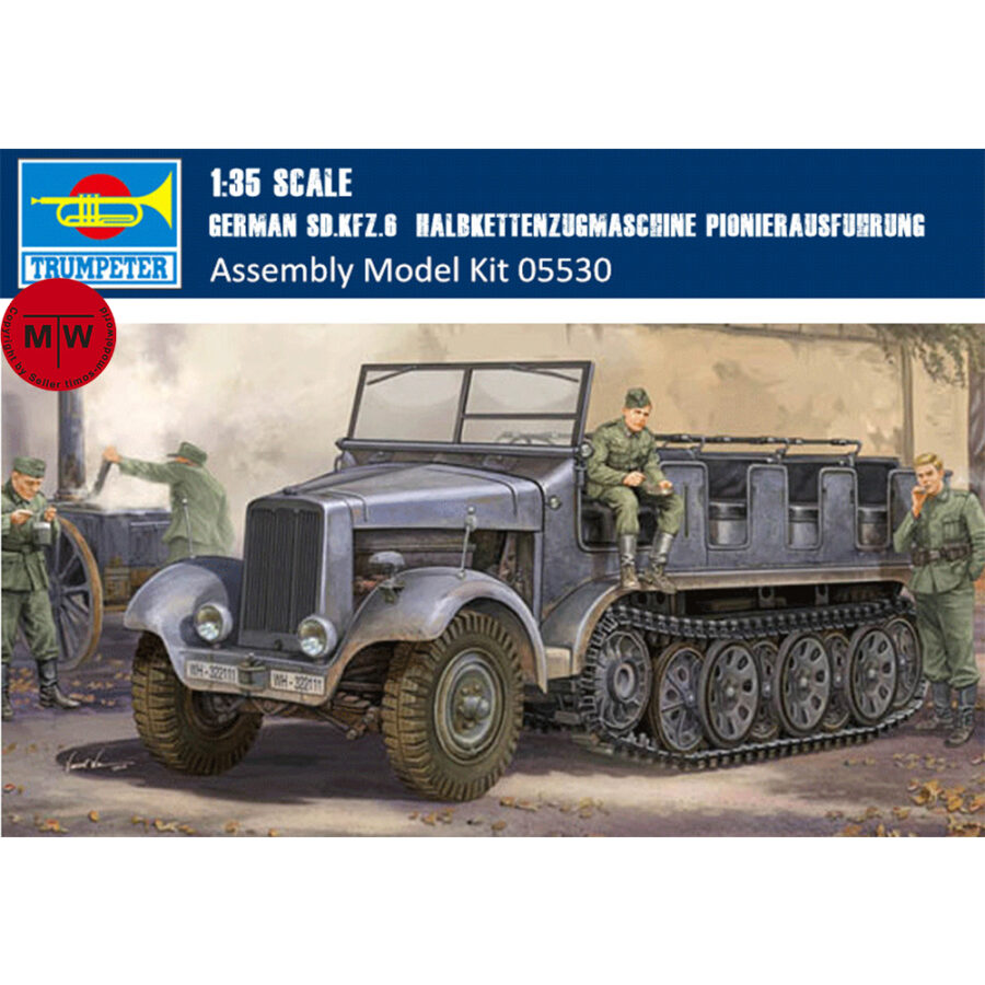 Trumpeter 05530 1/35 Scale German Sd.Kfz.6 Halbkettenzugmaschine Pionierausfuhrung Military Plastic Assembly Model Kits