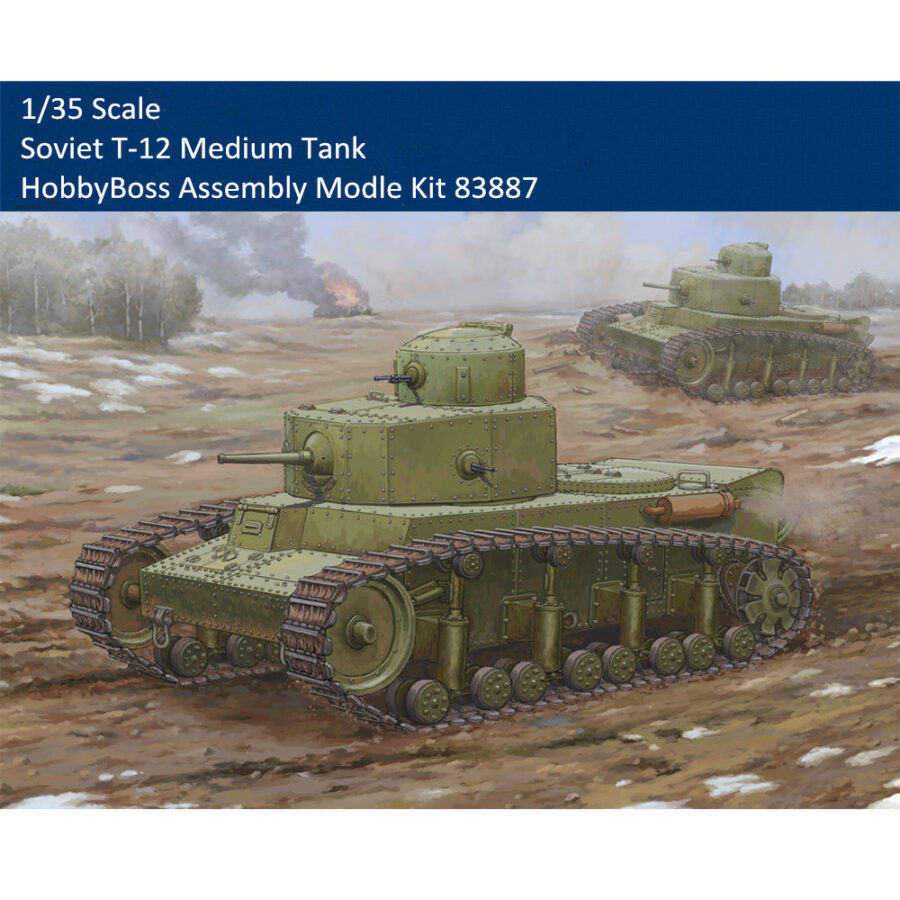HobbyBoss 83887 1/35 Scale Soviet T-12 Medium Tank Plastic Military Assembly Model Building Kits