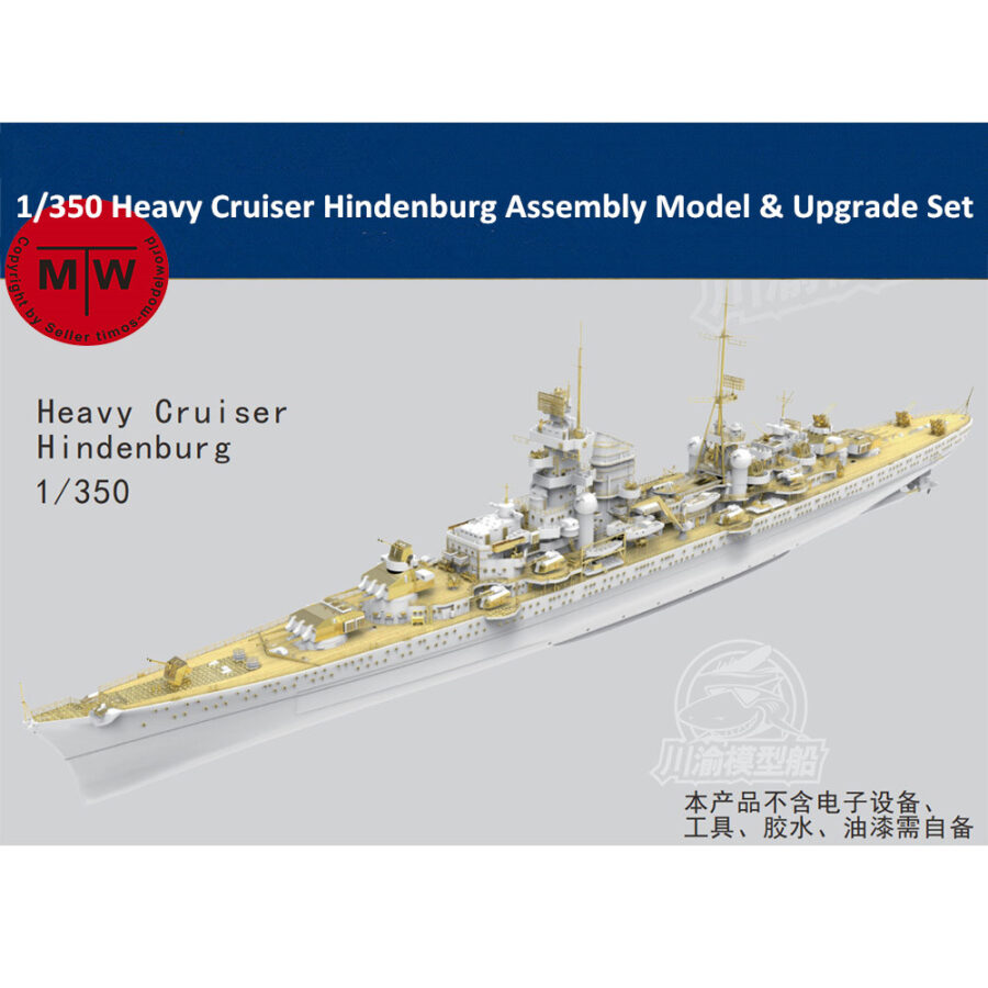 Chuanyu CY523 1/350 Scale Heavy Cruiser Hindenburg Assembly Model & Super Upgrade Set(wooden deck masking sheet PE metal parts)