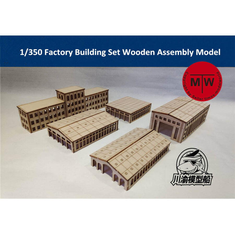 1/350 Scale Factory Building Set Harbor Shipyard Dockyard Scene DIY Wooden Assembly Model TMW00021