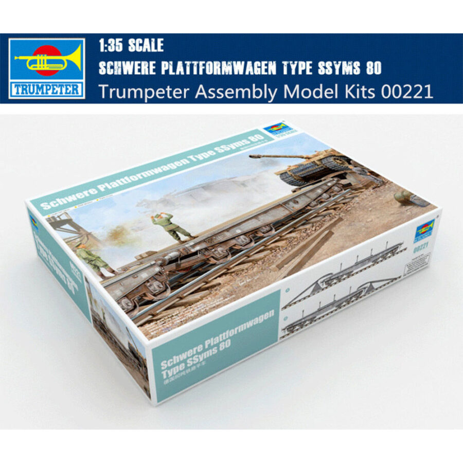Trumpeter 00221 1/35 Scale German Schwere Plattformwagen Type SSyms 80 Military Plastic Assembly Model Kits