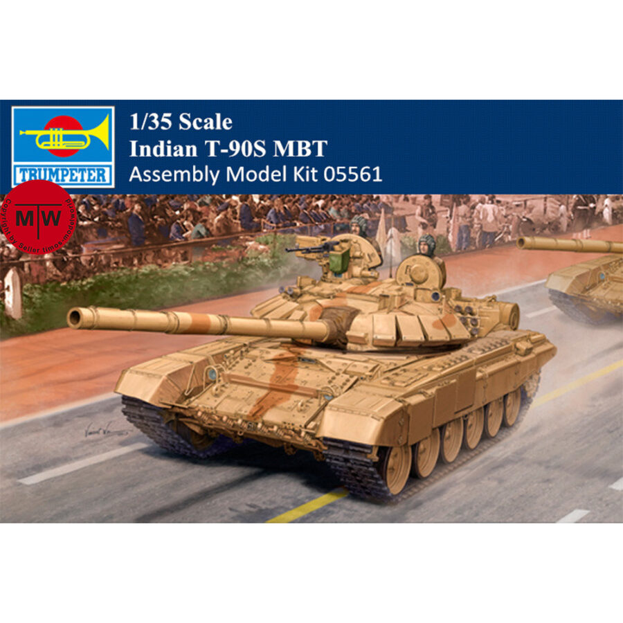 Trumpeter 05561 1/35 Scale Indian T-90S MBT Military Plastic Tank Assembly Model Kits