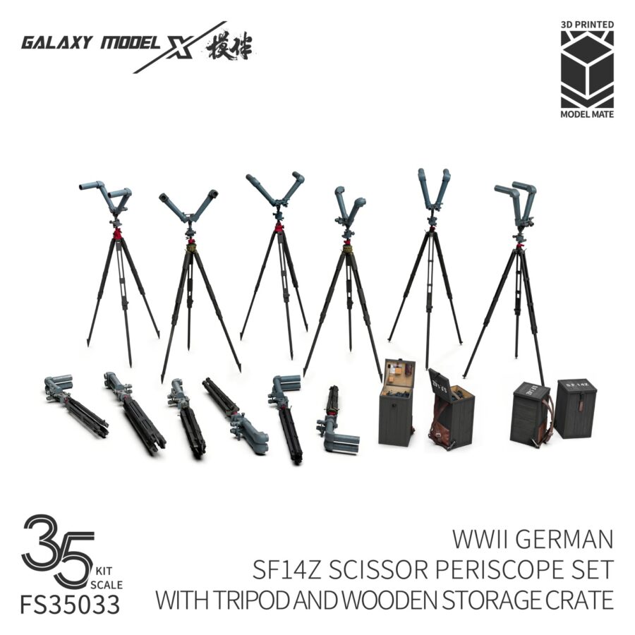 Galaxy FS35033 1/35 Scale WWII German SF14Z Scissor Periscope Set w/Tripod and Storage Crate Resin Model Scene DIY Unpainted Kit