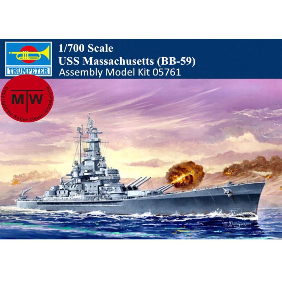 Trumpeter 05761 1/700 Scale USS Massachusetts BB-59 Battleship Military Plastic Assembly Model Kit