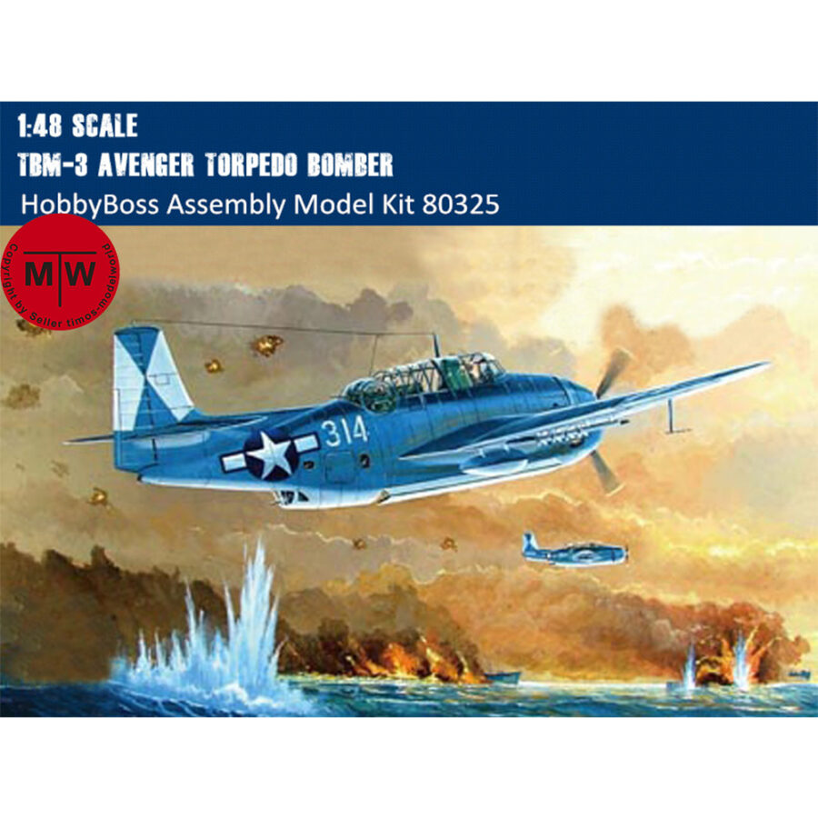 HobbyBoss 80325 1/48 Scale TBM-3 Avenger Torpedo Bomber Military Plastic Aircraft Assembly Model Kits