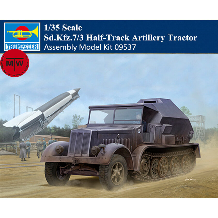 Trumpeter 09537 1/35 Scale German Sd.Kfz.7/3 Half-Track Artillery Tractor Military Plastic Assembly Model Kits
