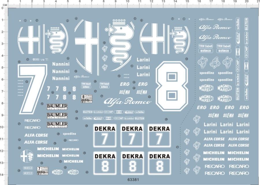 1/24 Scale Decals Alfa Romeo Dekra Alfa Corse for Model Car 63381
