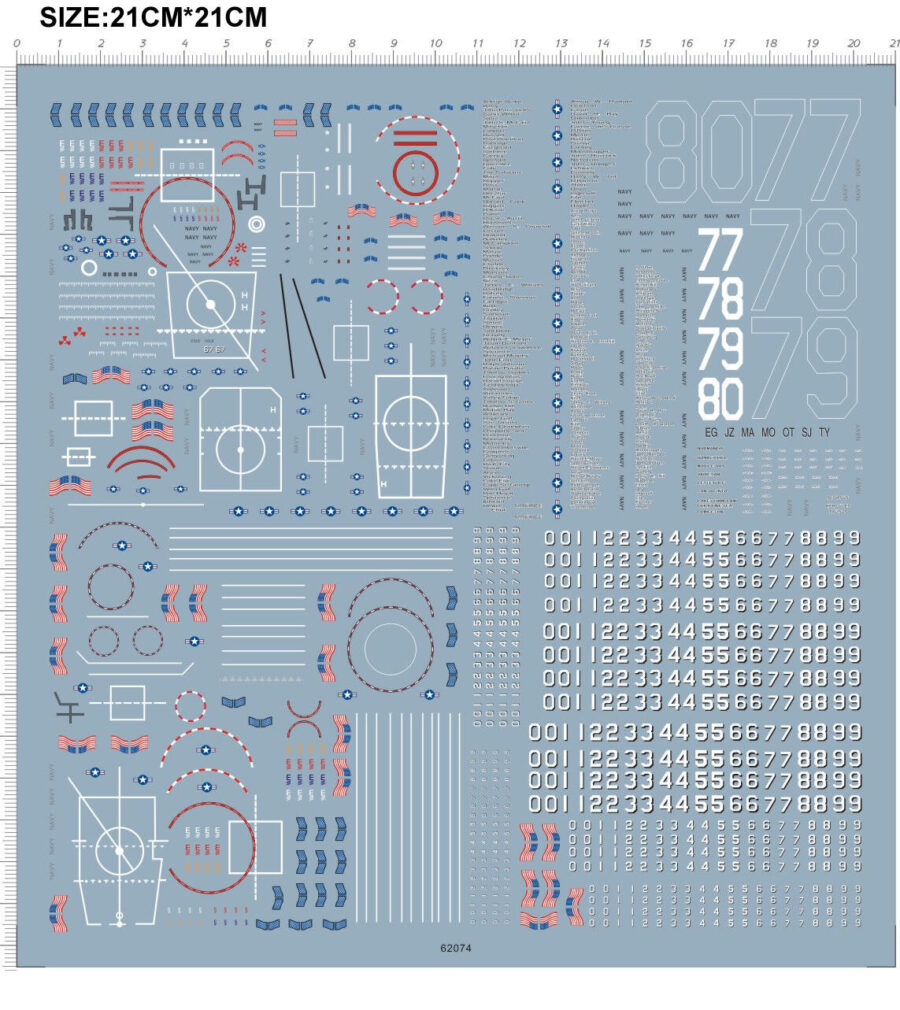 Water Slide Decal 1/700 Scale for US NAVY Modern Ships Model Kits 62074
