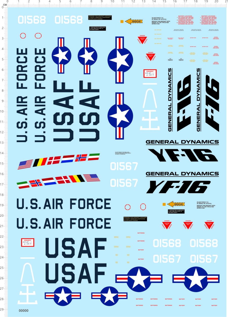 1/32 Scale Decals for yf-16 F-16 Prototype Aircraft Model Kits 64701