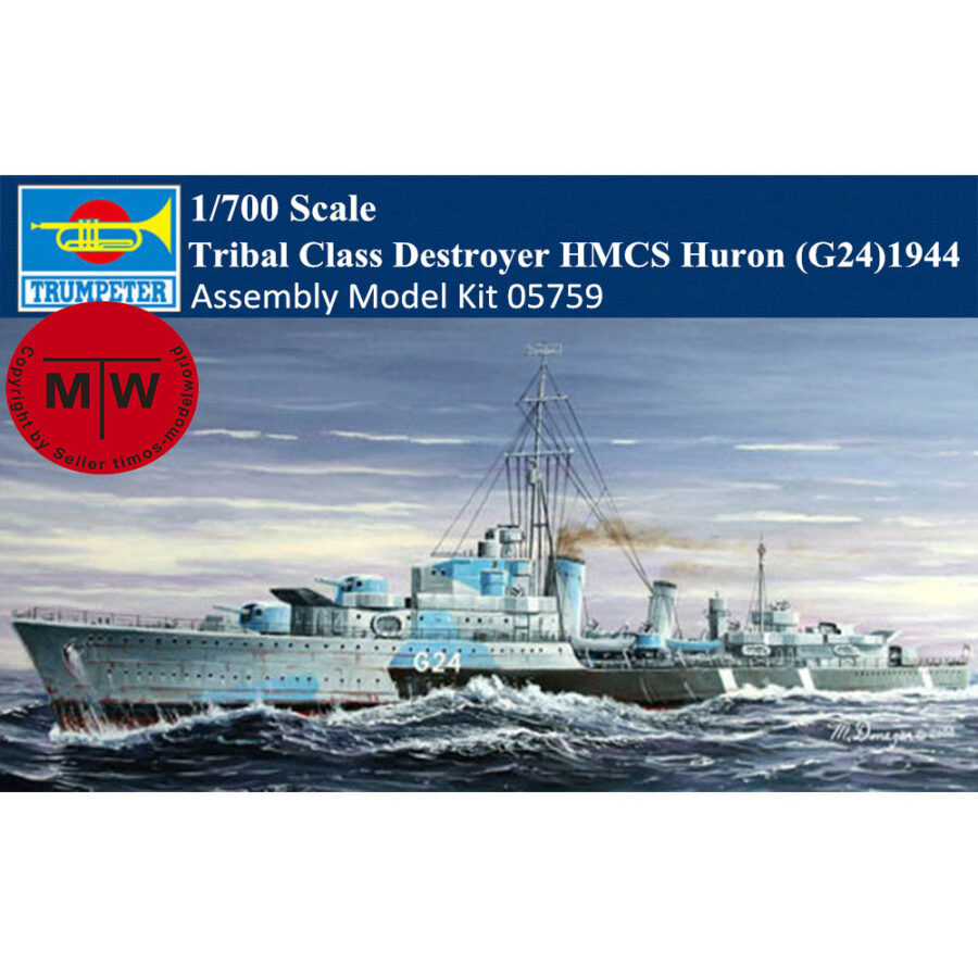 Trumpeter 05759 1/700 Scale Tribal Class Destroyer HMCS Huron (G24)1944 Military Plastic Assembly Model Kits