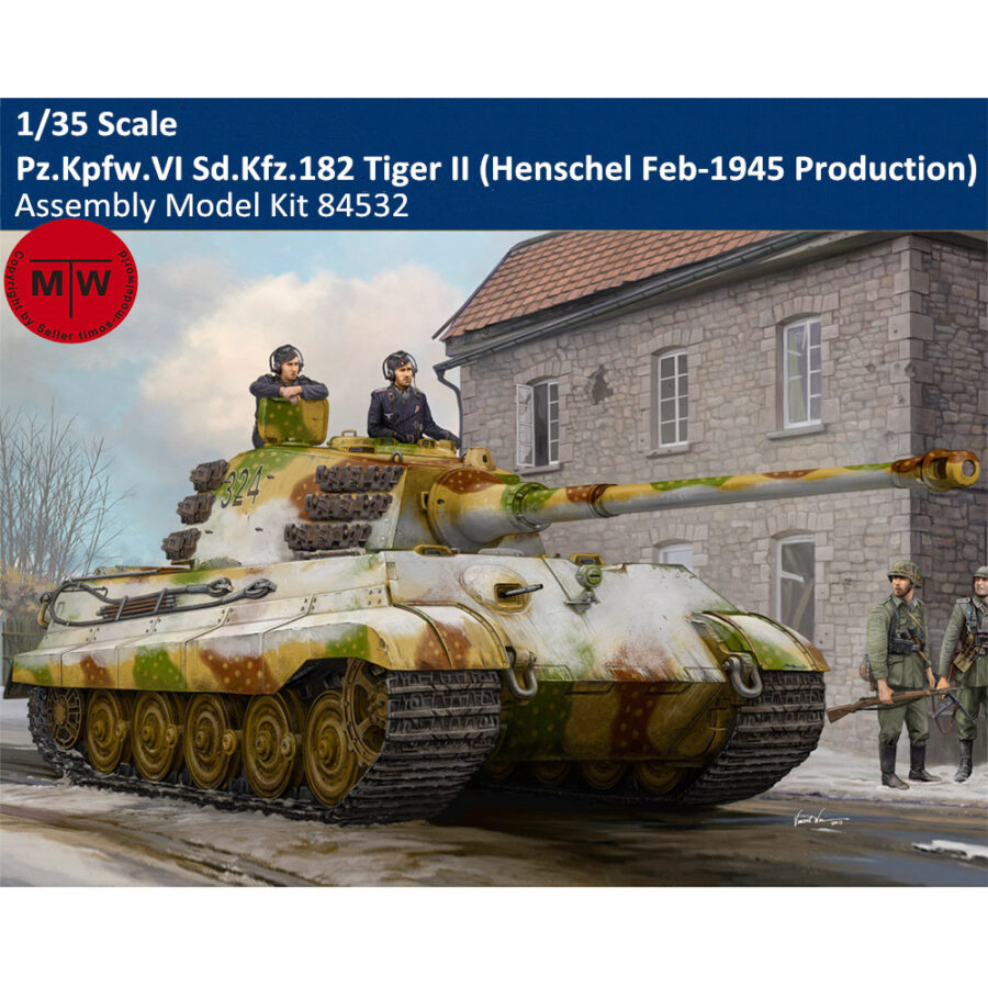 HobbyBoss 84532 1/35 Scale Pz.Kpfw.VI Sd.Kfz.182 Tiger II (Henschel Feb-1945 Production) Military Plastic Assembly Model Kit