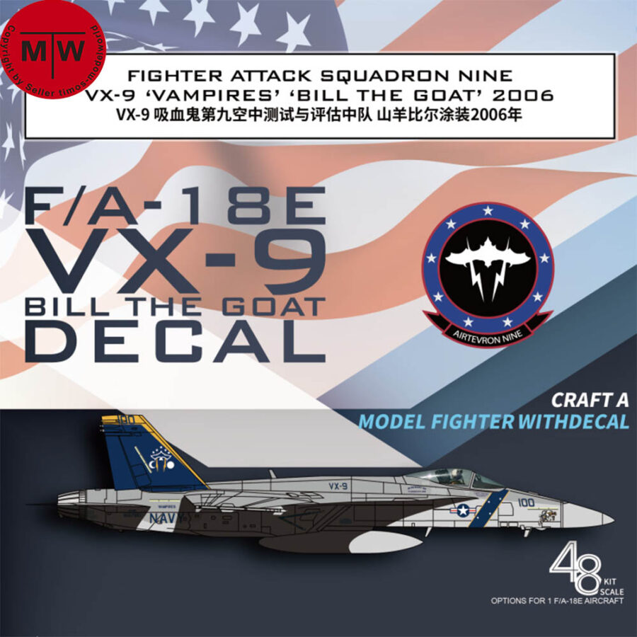 Galaxy G48049 G72049 1/48 1/72 Scale F/A-18E VX-9 Bill The Goat 2006 Decal for Aircraft Model Kit