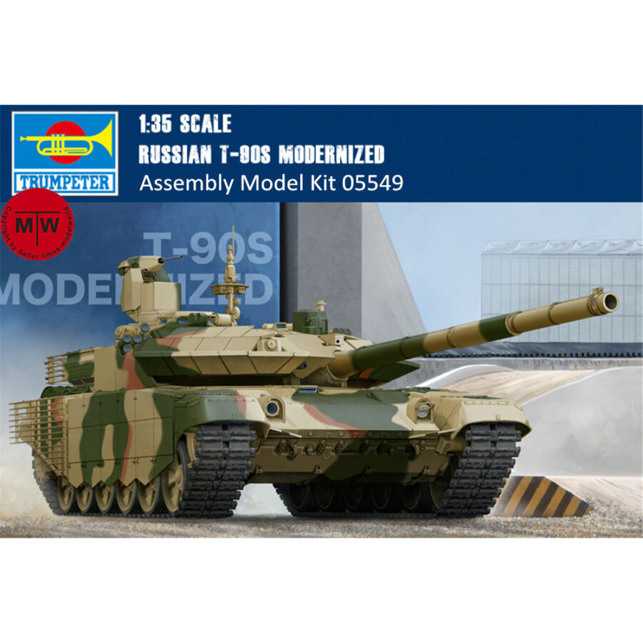 Trumpeter 05549 1/35 Scale Russian T-90S Modernized Military Tank Plastic Assembly Model Building Kits
