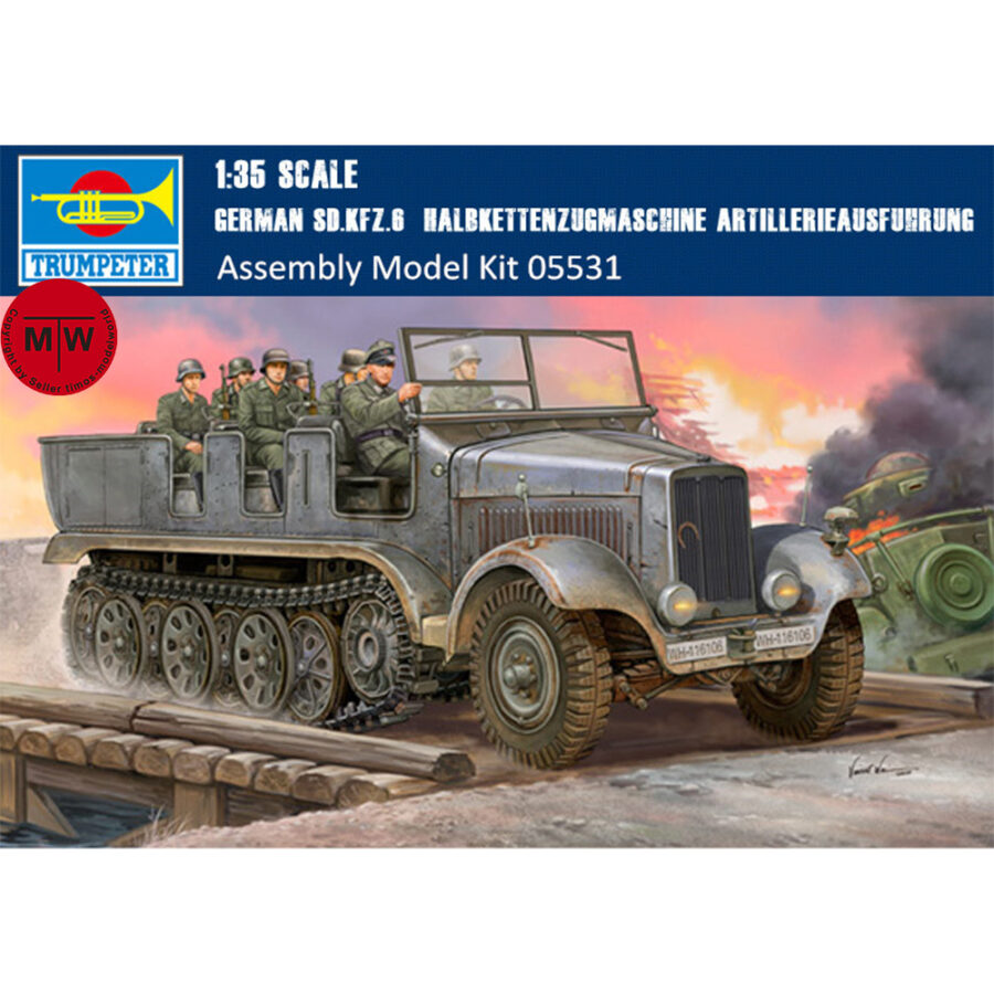 Trumpeter 05531 1/35 Scale German Sd.Kfz.6 Halbkettenzugmaschine Artillerieausfuhrung Military Plastic Assembly Model Kits