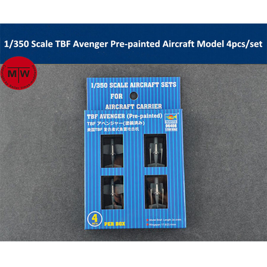 Trumpeter 06408 1/350 Scale TBF Avenger Pre-painted Aircraft Model Set 4pcs/set