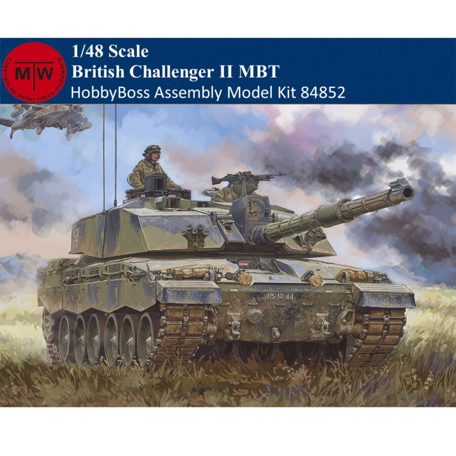 HobbyBoss 84852 1/48 Scale British Challenger II MBT Military Plastic Tank Assembly Model Kit