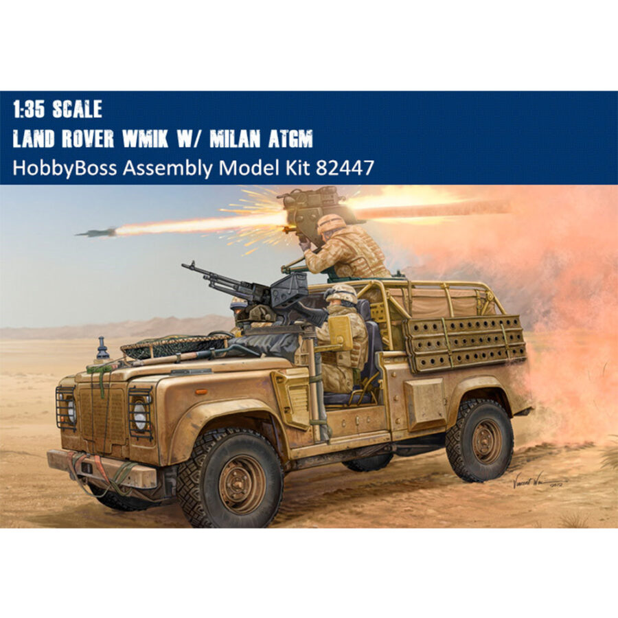 HobbyBoss 82447 1/35 Scale Land Rover WMIK w/ MILAN ATGM Military Plastic Assembly Model Kit