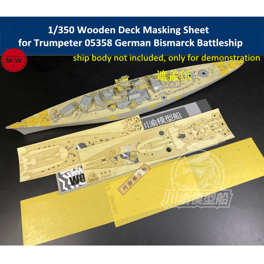 Chuanyu CY350081 1/350 Scale Wooden Deck Masking Sheet for Trumpeter 05358 German Bismarck Battleship Model
