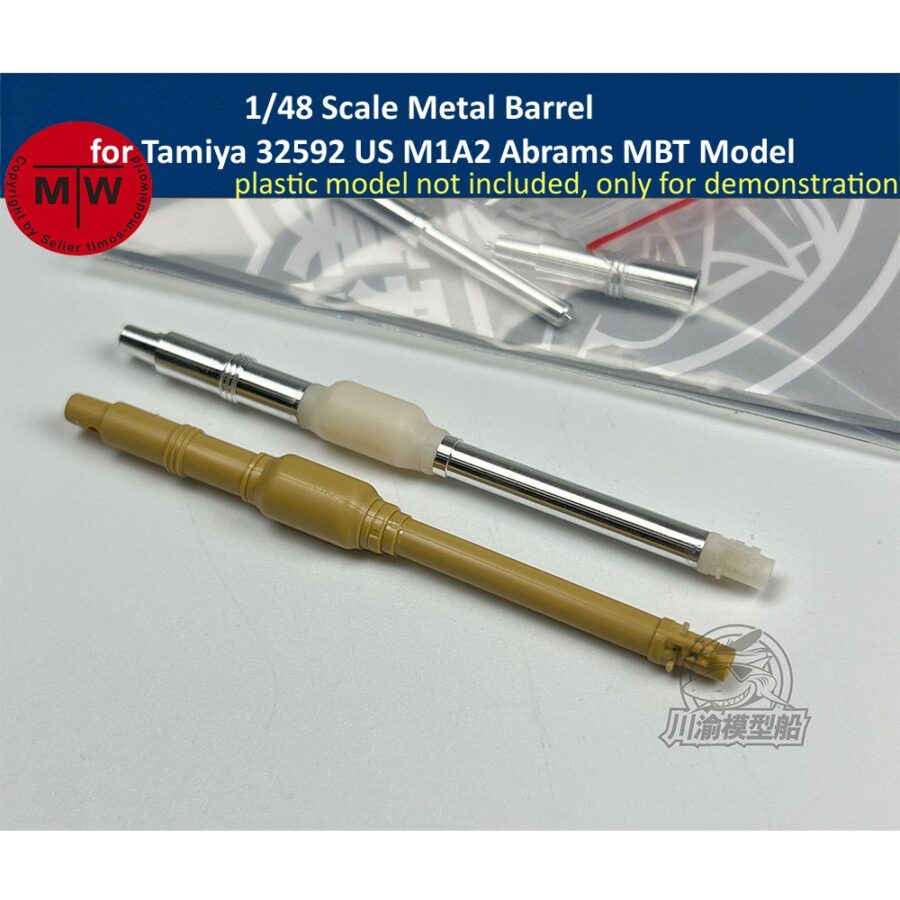 1/48 Scale US M1A2 Abrams Main Battle Tank MBT Metal Barrel for Tamiya 32592 Model Kits CYT261