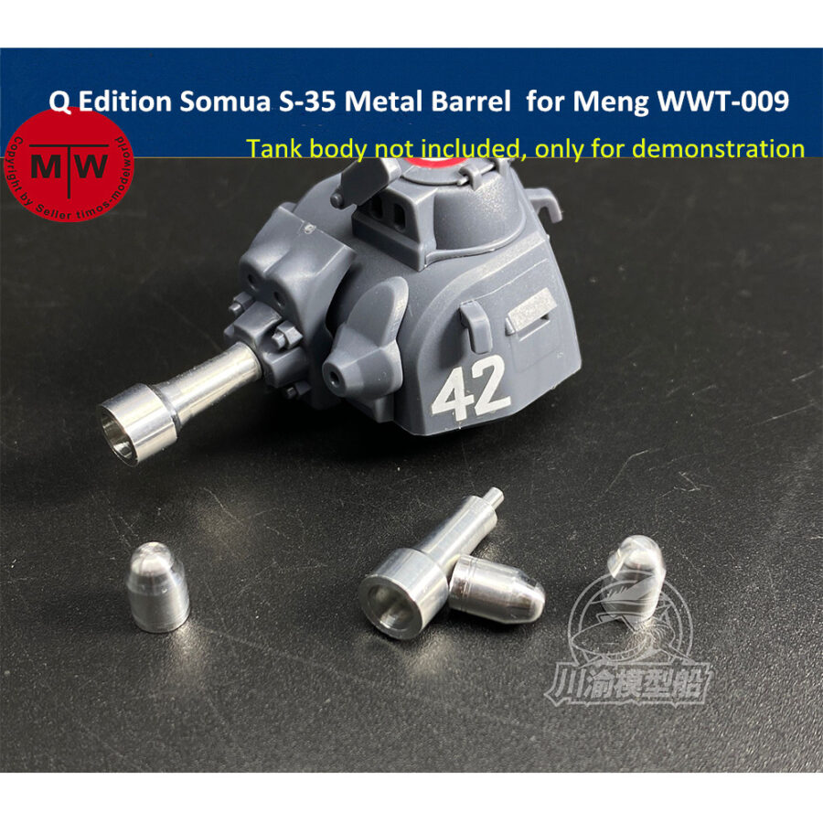 Q Edition Somua S-35 Metal Barrel Shell Upgrade Kit for Meng WWT-009 French Medium Tank Model CYD011
