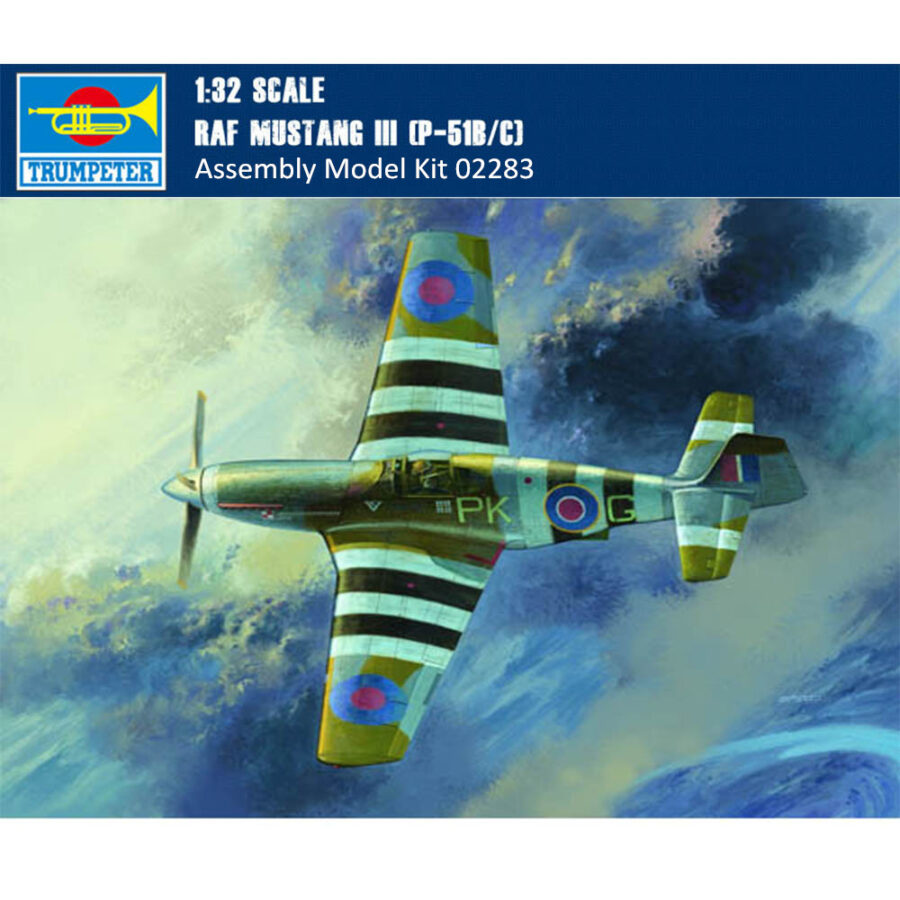 Trumpeter 02283 1/32 Scale RAF Mustang III P-51B/C Fighter Military Plastic Assembly Aircraft Model Kit