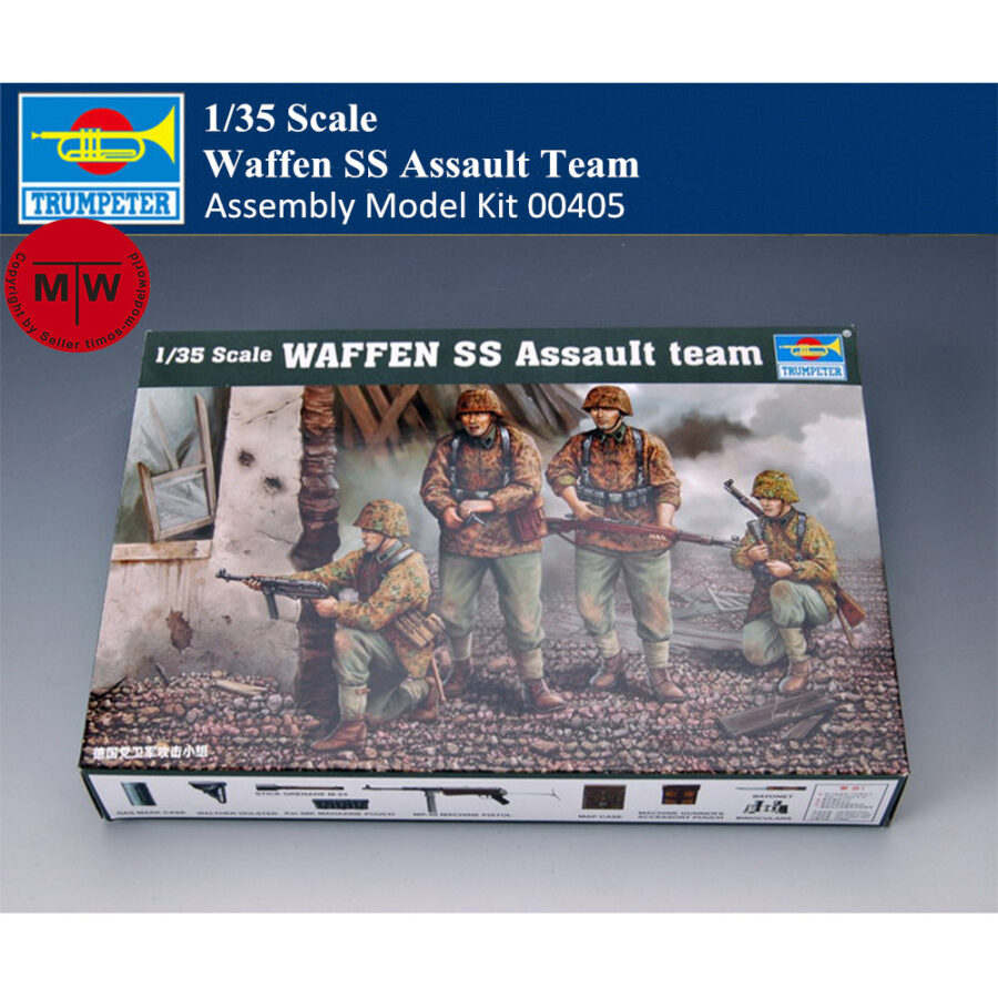 Trumpeter 00405 1/35 Scale German Waffen SS Assault Team Soldier Figures Military Plastic Assembly Model Kits