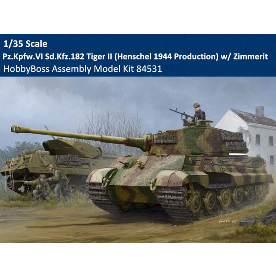 HobbyBoss 84531 1/35 Scale Sd.Kfz.182 Tiger II Henschel 1944 w/ Zimmerit Tank Plastic Assembly Model Kit