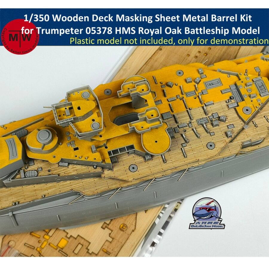 1/350 Scale Wooden Deck Masking Sheet Metal Barrel Kit for Trumpeter 05378 HMS Royal Oak Battleship Model CY350135