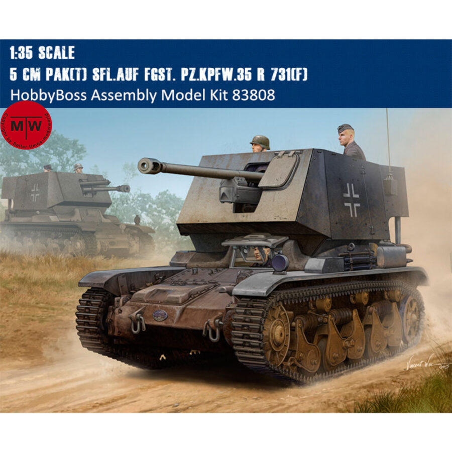 HobbyBoss 83808 1/35 Scale 5 cm Pak(t) Sfl.auf Fgst. Pz.Kpfw.35 R 731(f) Military Plastic Assembly Model Kits
