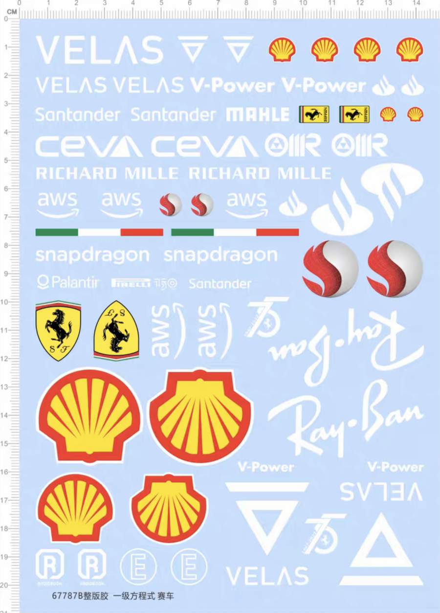 Model Car Logo Velas Santander Water Slide Decal Kit 67787B