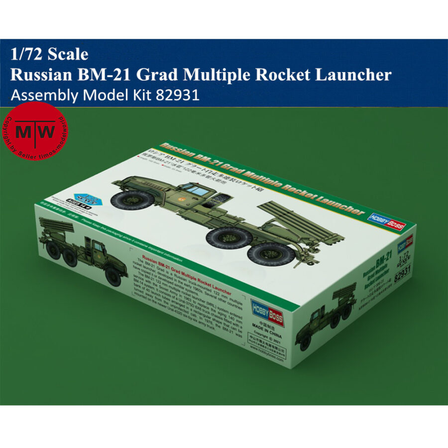 HobbyBoss 82931 1/72 Scale Russian BM-21 Grad Multiple Rocket Launcher Military Plastic Assembly Model Kit