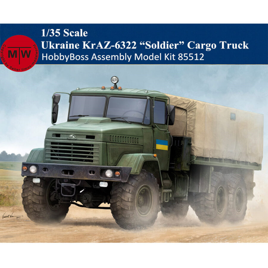 HobbyBoss 85512 1/35 Scale Ukraine KrAZ-6322 Soldier Cargo Truck Military Plastic Assembly Model Kits
