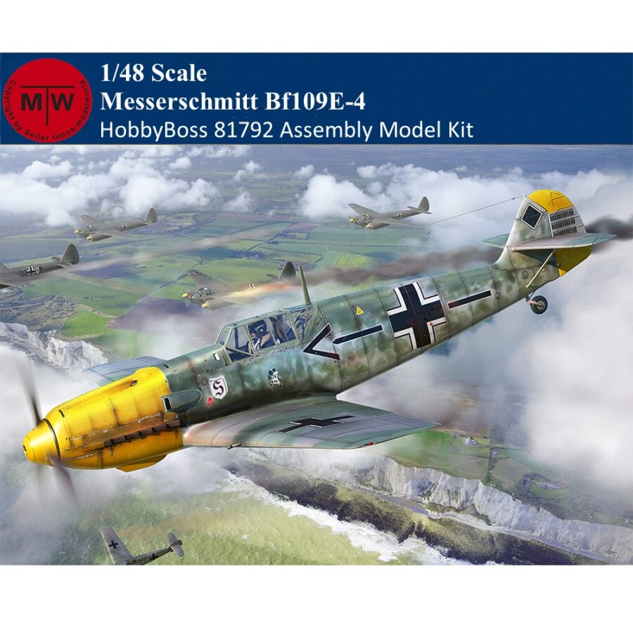 HobbyBoss 81792 1/48 Scale Messerschmitt Bf109E-4 Military Plastic Aircraft Assembly Model Kit