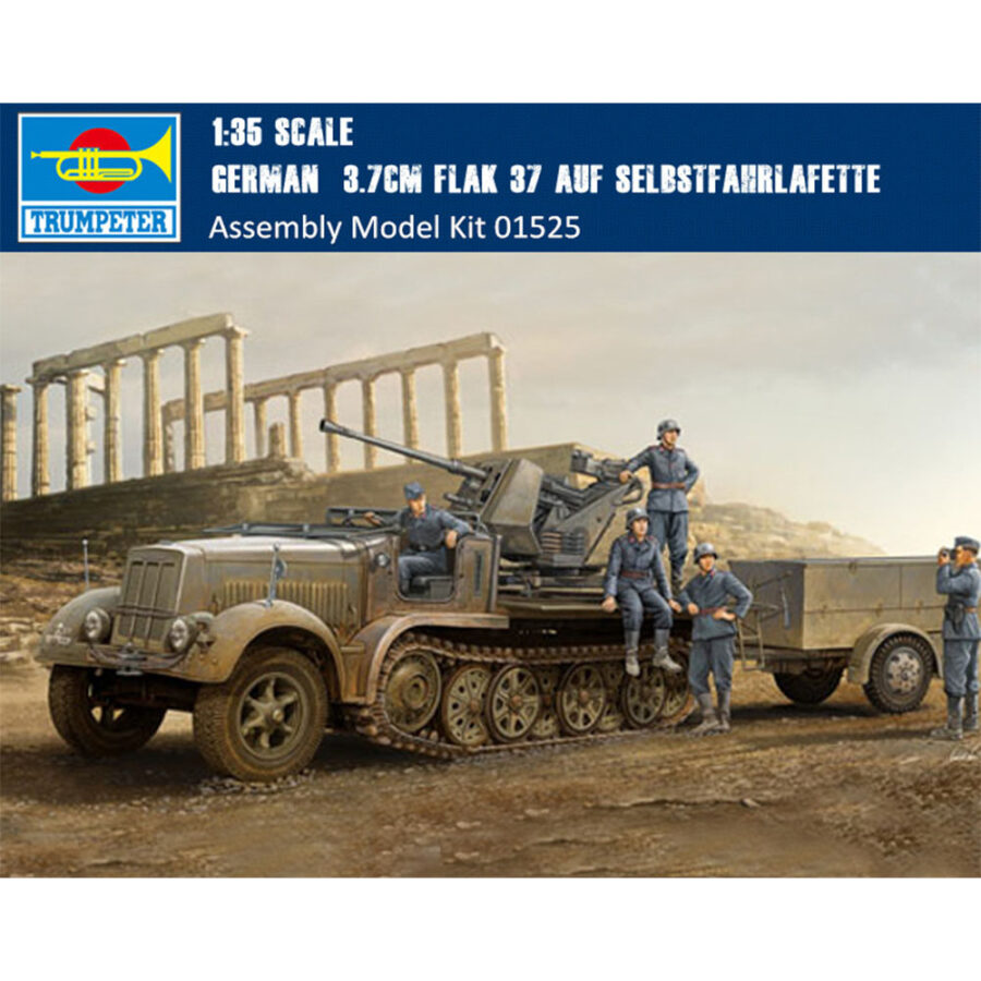 Trumpeter 01525 1/35 Scale German 3.7cm Flak 37 Sd.Kfz.7/2 Early Version Military Assembly Model Building Kits