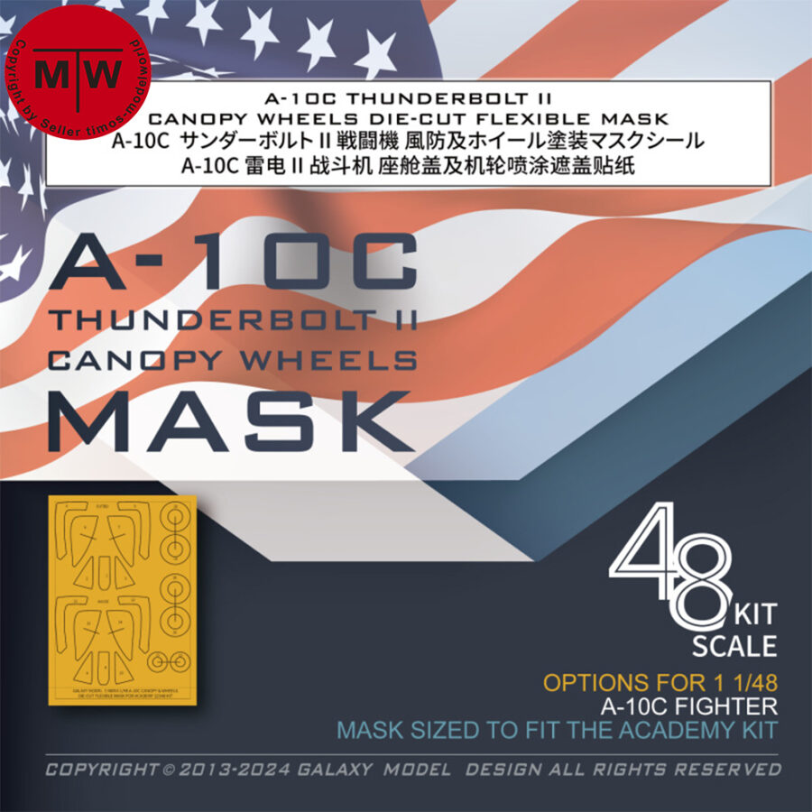 Galaxy C48053 1/48 Scale A-10C Thunderbolt II Canopy Wheels Die-cut Flexible Mask for Academy 12348 Model Kit