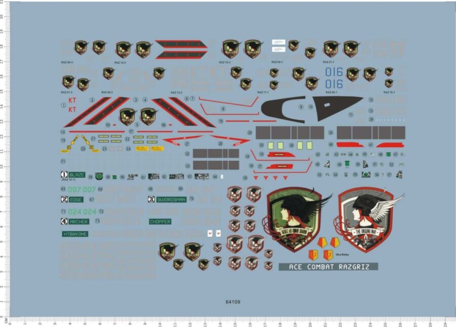 1/72 Scale Decals for F-14A Tomcat ACE COMBAT Aircraft Model Kits 64109