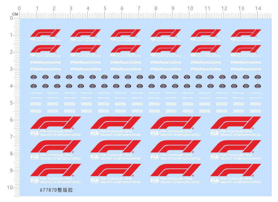 FIA Formula One F1 World Championship Model Car Water Slide Decal Kit 67787D