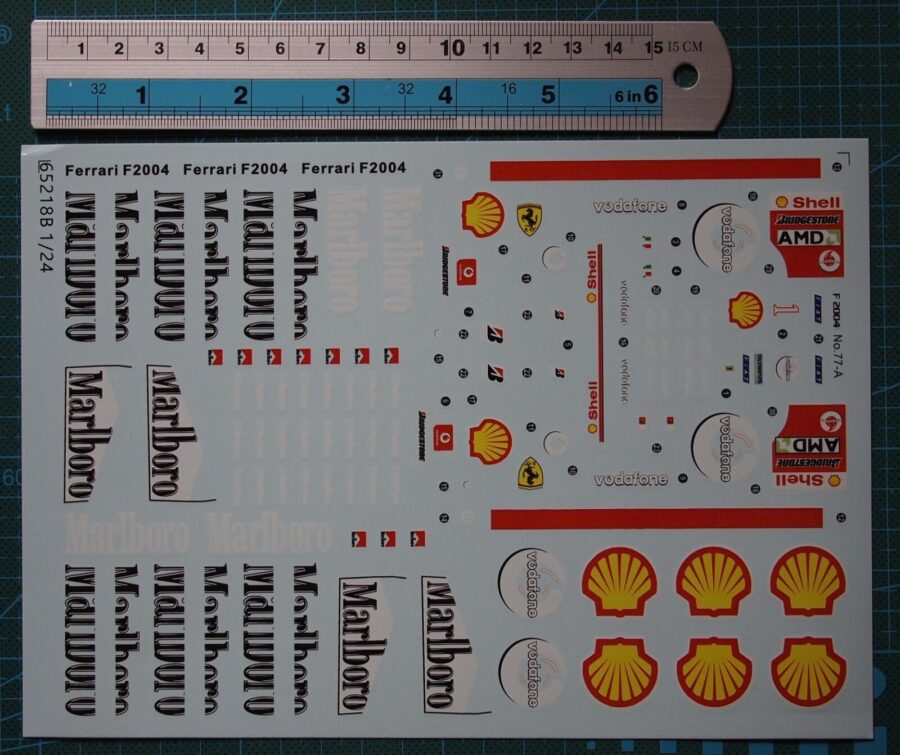 1/24 Scale Decals for F1 Ferrari F2004 Model Car Kits 65218B