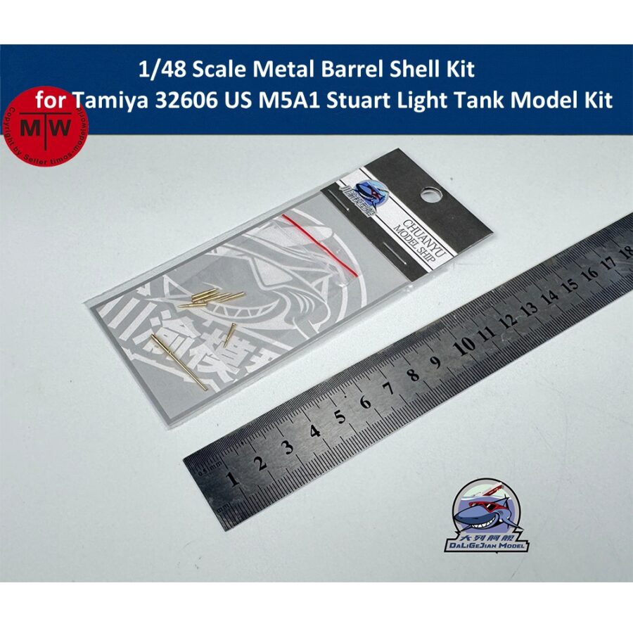 1/48 Scale Metal Barrel Shell Kit for Tamiya 32606 US M5A1 Stuart Light Tank Model Kit CYT350