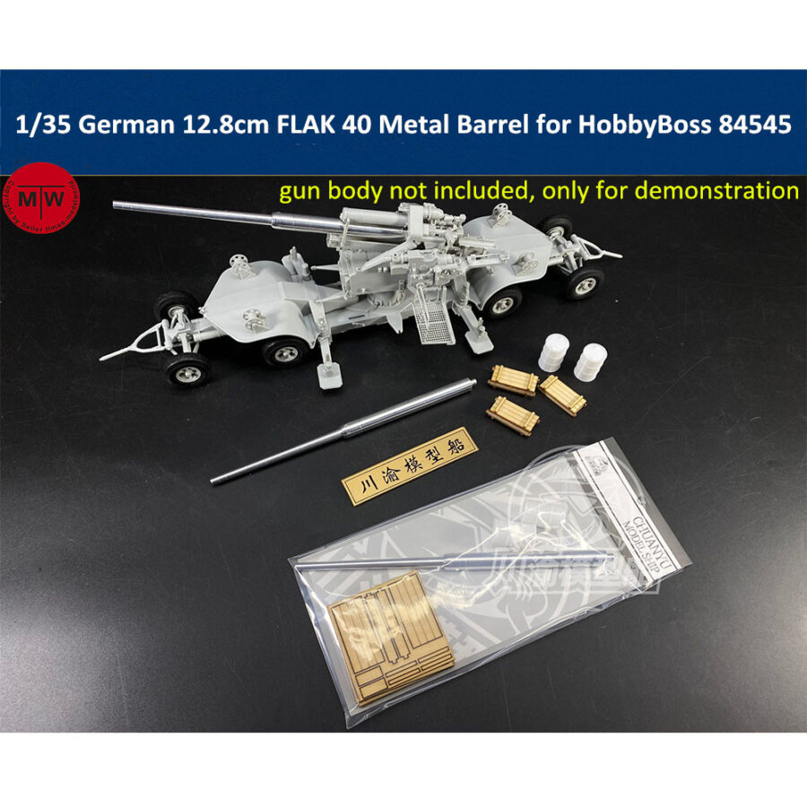 1/35 Scale German 12.8cm FLAK 40 Metal Barrel for HobbyBoss 84545 Model Kits CYT018(Wooden Ammo Box Oil Drum）
