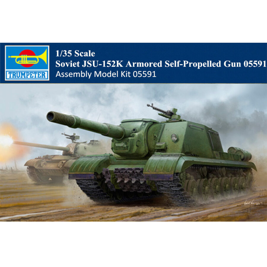 Trumpeter 05591 1/35 Scale Soviet JSU-152K Armored Self-Propelled Gun Military Plastic Assembly Model Kit