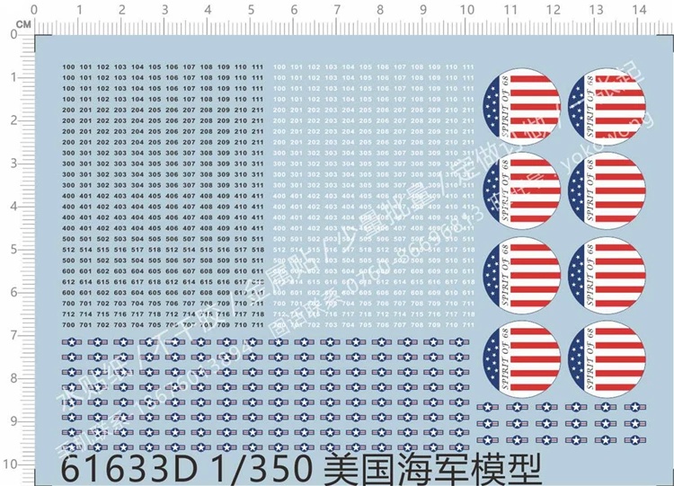 1/350 Scale USN Carrier- Based Aircraft Spirit of 68 Numbers Insignia Model Water Slide Decal 61633D