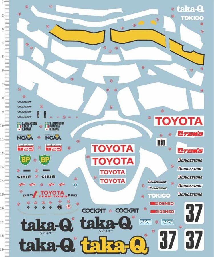 1/24 Scale 1988 Taka-Q 88C-V No.37 Sports Racing Car Model Markings Water Slide Decal 65385A
